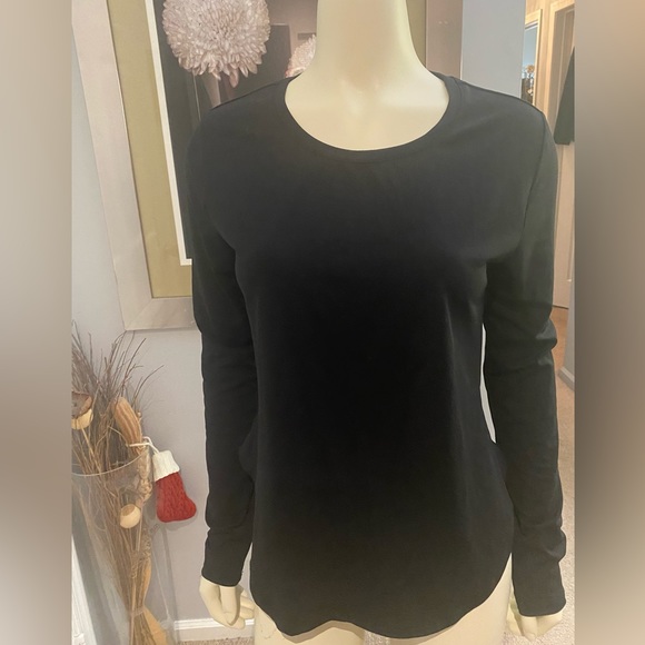 SOLD-Fabletics Black Long Sleeve Mesh Criss Cross Sasha Athletic Shirt Stretch - Picture 4 of 5